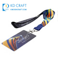 Wholesale custom logo round nylon polyester heat transfer printing retractable plain id badge card lanyard with plastic holder